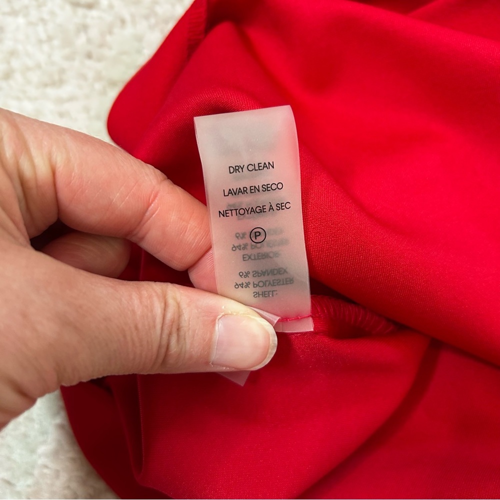 NWT Calvin Klein Red 3/4 Sleeve Sheath Midi Dress Bow Details Size 10 Holiday - Picture 5 of 14